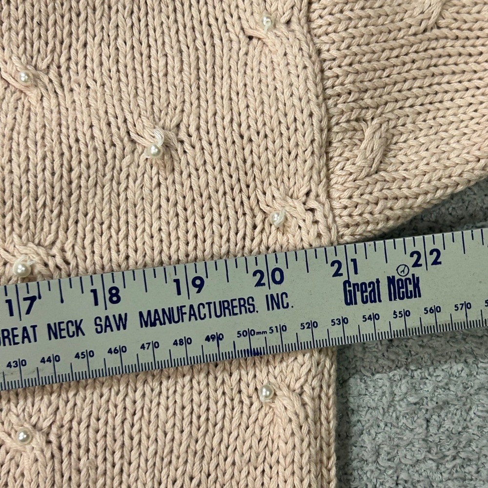 1990s Ashley Cardigan VTG Floral Hand Knit PM Pink Grandmacore Coquette Cottage - Picture 11 of 13